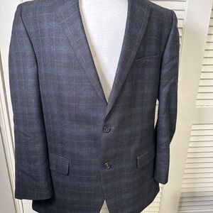 Michael Kors Men's Navy Windowpane Wool Blazer - Classic Tailored Fit